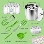 Canning Pot Water Bath Canner with Rack and Mason Jars, 20 Quart Stainless Steel Stock Pots, Canning Supplies Starter Kit Beginners Tools Set, Jar Lifter Tongs and Pickling Kit Accessories