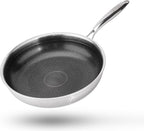 Hybrid 8 inch Stainless Steel Non Stick Skillet,Frying Pans Nonstick, PFOA Free Cookware, Dishwasher and Oven Safe, Induction Compatible