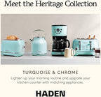 Haden Heritage 1.7 Liter Stainless Steel Electric Kettle, Hot Water Kettle with 360-Degree Base and Auto Shutoff, Turquoise & Chrome