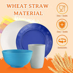 Homienly Dinnerware Sets Plates and Bowls Sets Wheat Straw Dish Set Service for 4 Alternative to Plastic Plates Cups Lightweight & Unbreakable Dishes Set for Kitche Outdoor Camping 16 PCS-Island