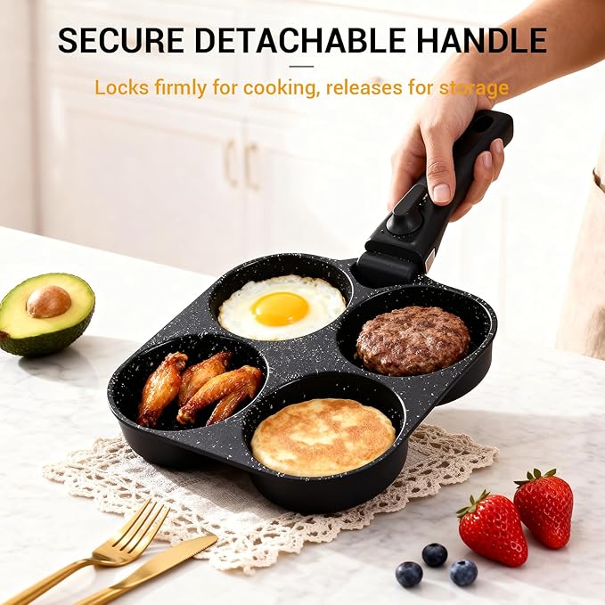 Ammeloo 21-Piece Ceramic Pots and Pans Set Non Stick with Detachable Handles and Egg Frying Pan, Non-Toxic Cookware, Induction Ready, Oven Safe, Stackable for Storage, Black Speckled