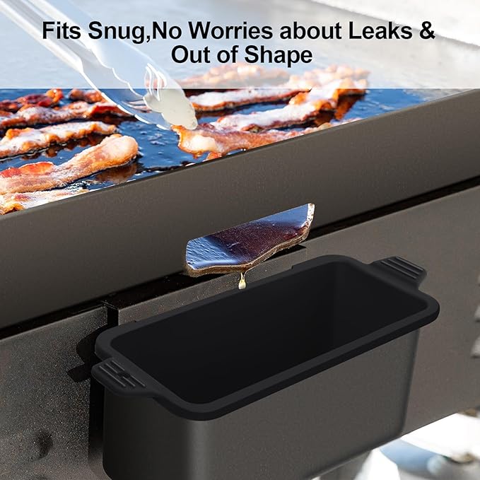 2 PCS Silicone Grease Cup Liners for Blackstone 36 28 22 17 Inch Griddle,Reusable Grease Catcher Cup Liner Grill Grease Tray,Durable Drip Pans Blackstone Griddle Accessories,Black