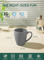 Sweese Porcelain Mugs - 16 Ounce (Top to the Rim) for Coffee, Tea, Cocoa, Set of 4, Neutral Colors