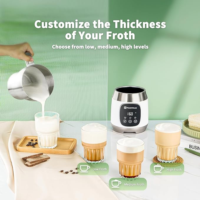 Maestri House Milk Frother, 21OZ Variable Temp and Froth Thickness Milk Frother and Steamer, Smart Touch Control Milk Warmer, Dishwasher Safe, Memory Function for Latte Cappuccino Hot Chocolate