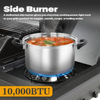 4 Burner Gas Grill Cast Iron Griddle Grill Combo, BBQ Propane Grills with Side Burner 50000BTU Heavy Duty Barbucue Grill With Cover, Black