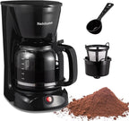 12 Cup Drip Coffee Maker Machine, Coffee Pot Machine Permanent Coffee Filter,1.8L Glass Carafe Electric Coffee Maker,950W Black