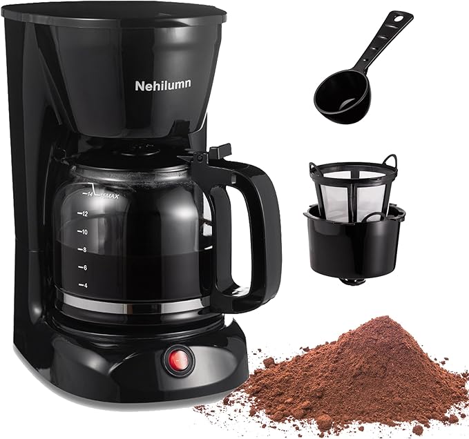 12 Cup Drip Coffee Maker Machine, Coffee Pot Machine Permanent Coffee Filter,1.8L Glass Carafe Electric Coffee Maker,950W Black