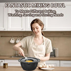 Colanders, 4-1 Colander with Mixing Bowls Set, Strainers for Kitchen, Food Strainers with Grater, Kitchen Gadgets Strainer Basket for Draining Pasta, Vegetable, Fruit & Veggie Washerl,Black