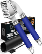 ORBLUE Garlic Press Stainless Steel - Premium Professional Grade Garlic Mincer, Crusher & Peeler Set - Easy Clean, Dishwasher Safe & Rust-proof, Blue