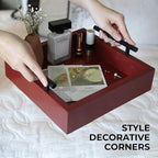 Set of 2 Serving Tray with Handles - for Coffee Table, Breakfast, Dinner Kitchen Living Room Bedroom, Home Decor for All Occasions, Red, Size S+M