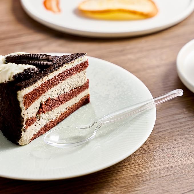 JOLLY CHEF [300 Count] Clear Plastic Spoons, Heavy Duty Disposable Spoons Utensils, Clear Plastic Silverware Bulk for Party, Birthday, Wedding