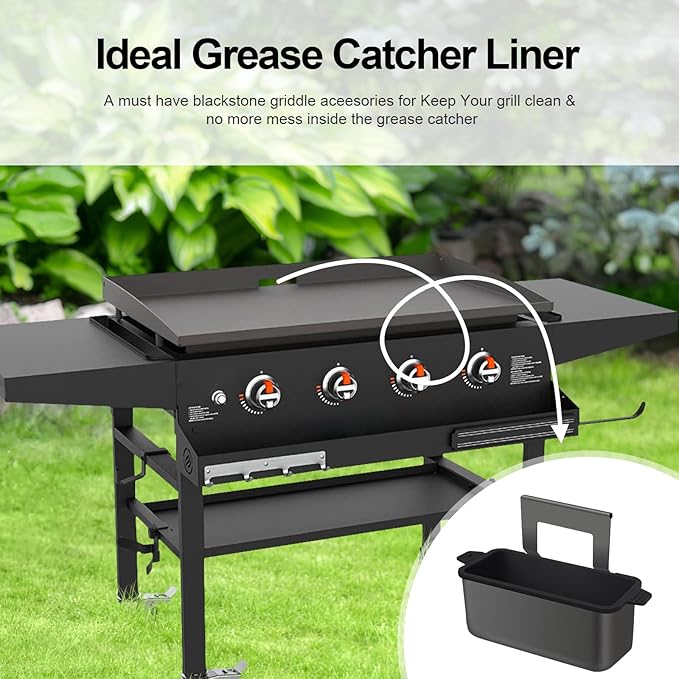 2 PCS Silicone Grease Cup Liners for Blackstone 36 28 22 17 Inch Griddle,Reusable Grease Catcher Cup Liner Grill Grease Tray,Durable Drip Pans Blackstone Griddle Accessories,Black