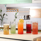 Highball Drinking Glasses Set of 8 | 15 oz Capacity | Thin And Light Borosilicate Tumblers Can Be used For Drinking Beer, Cocktail, Water,Whiskey,Milk