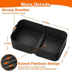 Air Fryer Silicone Liners for Ninja DZ071-7qt Basket Replacement, Reusable, Dishwasher Safe, BPA Free- Black