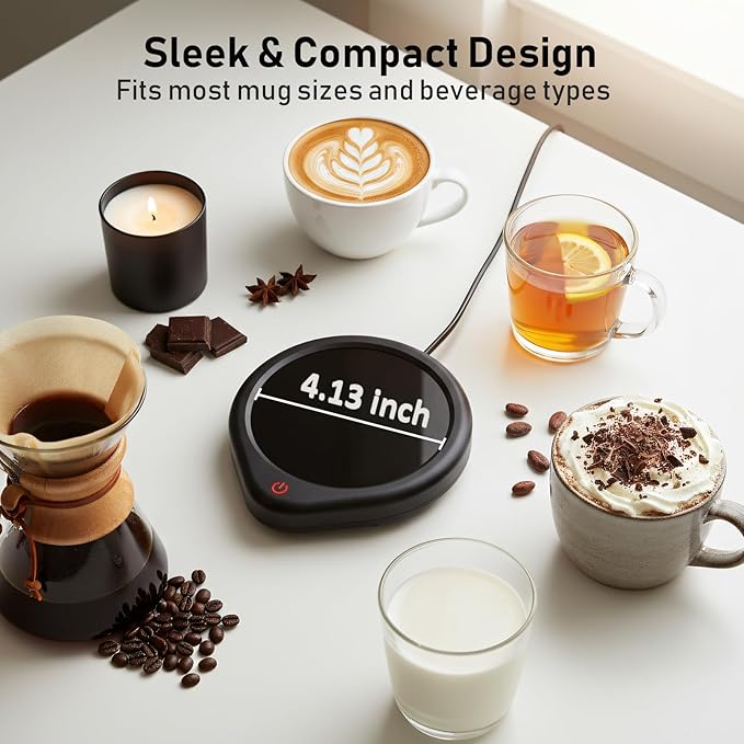 Coffee Mug Warmer, Cup Warmer for Desk with Auto Shut Off Smart Temperature Settings, Electric Beverage Tea Water Milk Heater for All Cups and Mugs, Heating Plate Candle Wax Warmer