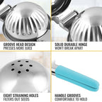 Zulay Lemon Squeezer Stainless Steel with Premium Heavy Duty Solid Metal Squeezer Bowl and Food Grade Silicone Handles - Large Manual Citrus Press Juicer and Lime Squeezer Stainless Steel (Blue)