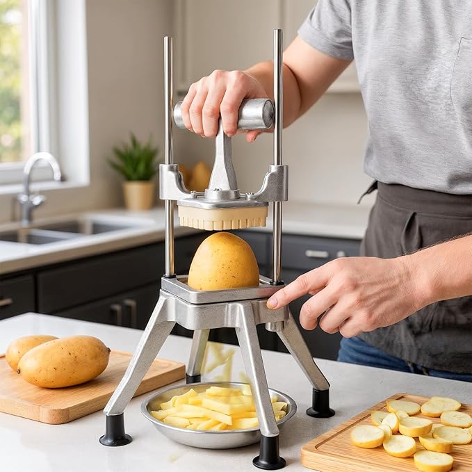 Commercial Vegetable Chopper Dicer w/3 Replacement Blades Onion Dicer Commercial Heavy Duty Vegetable Fruit Chopper Stainless Steel French Fry Cutter