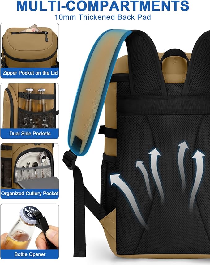 Cooler Backpack for Men Women Insulated Waterproof Backpack Cooler Leak Proof Cooler Bag Lightweight Lunch Backpack for Camping Beach Travel Picnic