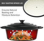 Oval Dutch Oven for Bread Baking, 4.5 Quart Non Stick Enameled Cast Iron Dutch Oven Pot with Lid, Oven Safe Oval Casserole with Lid up to 500°F for Baking, Braising, Stews, Roasting (Black)