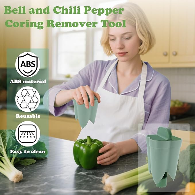 Pepper Seed Corer Remover,2 in 1 Seed Corer Extractor,Bell and Chili Pepper Coring Remover Tool,Fruit Pits Tools Kitchen for Apple and Pear,Vegetable Coring,Easy Gadgets,Kitchen Gadgets