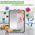 Titanium Cutting Board for Kitchen Large Cutting Boards Double-Sided Cutting Boards with Handle and Stand Stainless Steel Cutting Board and PP Chopping Board for Cutting Meats &Vegetables
