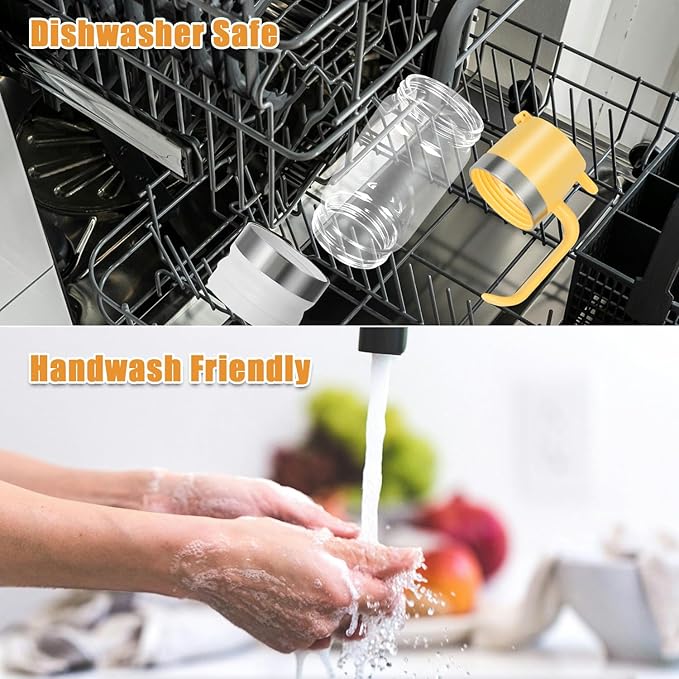 Honey Dispenser No Drip with Stand, 12 OZ Glass Honey Jar, Syrup Dispenser, Easy One Hand Use Honey Pot for Coffee or Tea, Mess Free Honey Dispenser for Syrup, Honey Container (2PCS Yellow)