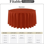 Fitable 8 Pack Round Tablecloths: Stain Resistant Wrinkle Free Circle Table Clothes, Washable Reusable Polyester Table Covers for Wedding Party Birthday Banquet Reception(Rust, 120 Inch)