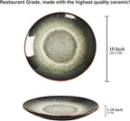 Ceramic Dinner Plates lunch plate Set of 4, for buffet, Steak, Bread, Risotto, Pasta, Salad- Microwave and Dishwasher Safe, Scratch Resistant durable, 10 IN Black