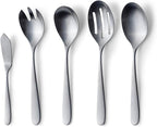 Matte Serving Set, 18/10 Stainless Steel Satin Flatware, Modern Brushed Finish Cutlery, Dishwasher Safe & Durable, Built to Last (10-Piece Serving Set, Fidenza)