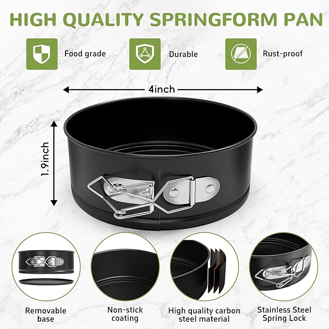 4 Inch Mini Springform Pan, Non-stick Cheesecake Pan, Spring Form Pans for Baking, Springform Pans with Removable Bottom, Round Cake Pans, Small Cake Mold for Mini Cheesecake Pizza