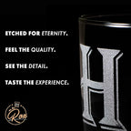 On The Rox Drinks (J-Monogram)- 4 Piece Set of 11 Ounce Engraved Heavy Base Rocks Glasses- Quality Elegant Glass-Multi-Purpose Beverage-Rocks Glass- Gift for any Occasion