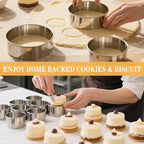 6 Packs Large Biscuit Cookie Cutter Set,Stainless Steel Round Cookie Cutter Molds,2/3/3.5/4/5/6 Inch, Large 6" 5" Cookie Baking Tool Set with Accessories for Pastry,Donut,Fondant,Cake,Cookie,Dumpling