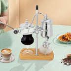 Belgian/Belgium Luxury Royal Family Balance Syphon Coffee Maker Coffee Pot Unique Gravity Vintage Coffee Maker 13.53oz Beautiful Turkish Coffee Maker Vacuum Brewing System (Silver)
