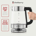 Electric Kettle for Boiling Hot Tea & Water | 1.8L Stainless Steel Borosilicate Glass Boiler With No Plastic, Automatic Shutoff, BPA Free, Fast Heating Technology