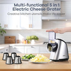 Ganiza 5-in-1 Electric Cheese Grater for Kitchen, Max 250W Cheese Shredder, 5 Changeable Blades Salad Shooter, Slicer Electric for Cheese/Veggies/Salad with an Extra Zester grater