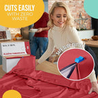 Exquisite Party Solids 54 Inch X 100 Feet Red Plastic Table Cover Roll in A Cut - to - Size Box with Convenient Slide Cutter. Cuts Up to 12 Rectangle 8 Feet Plastic Disposable Tablecloths