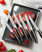 harriet Steak Knives Set of 8, 4.5" Steak Knives, Full Tang Premium Stainless Steel Serrated Steak Knives Set with Gift Box, Dinner Knives, Midnight Black Handle