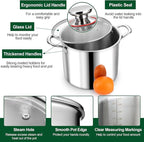 P&P CHEF 10 Quart Tri-Ply Stainless Steel Stockpot, Stock Pot with Visible Lid for Soup Pasta Vegetable, Induction Cooking Pot for All Stoves, Sturdy & Double Handle, Dishwasher Safe