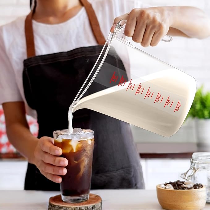 Amazing Abby - Melissa - Unbreakable Plastic Measuring Pitcher (2-Pack), Food-Grade Measuring Jug, 16-Cup Capacity (4-Quart), Stackable and Dishwasher-Safe, Great for Oil, Vinegar, Flour, More