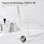 Long Handle Coffee Scoop: 8.3 Inch 18/8 Stainless Steel 1 Tablespoon Metal Measuring Spoon Tbsp Scoop for Coffee Beans, Grounds Coffee, Coffee Powder, Tea, Tall Jars (1Tbsp/15ml)