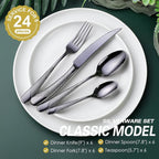 Hammered Black Silverware Set, OGORI 24-Piece 18/10 Stainless Steel Flatware Set, Service of 6