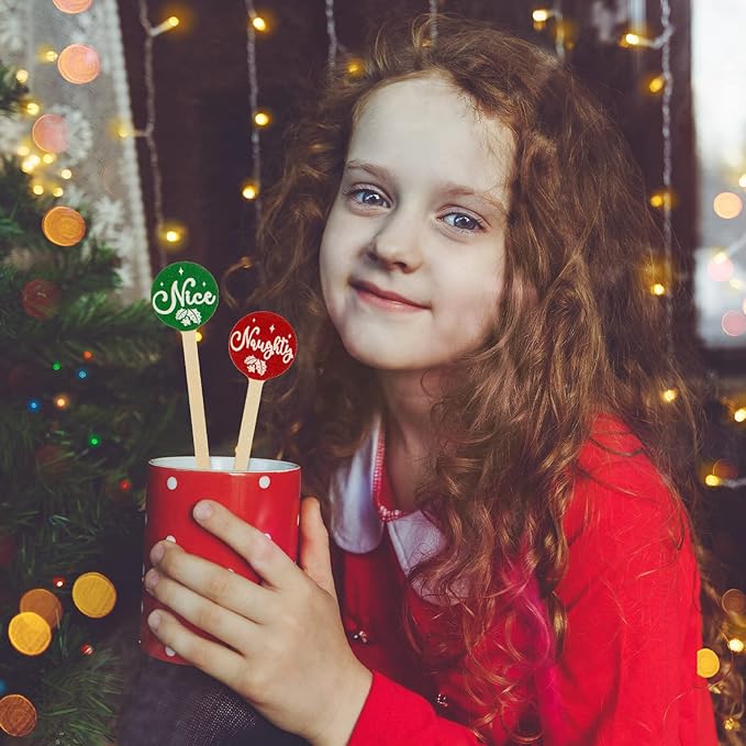 Jinei 120 Pcs Christmas Wooden Coffee Stirrers Wood Cocktail Coffee Stir Sticks Disposable Drink Stirrers for Stirring Hot Chocolate Milkshake Restaurant Home Office (Classic Style)