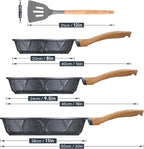 Non-stick Die-cast Deep Frying Pan Set Skillet Set Egg Omelette Pan (3)