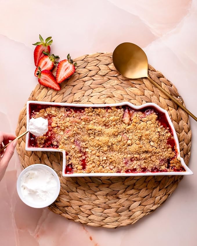 Nebraska Shaped Baking Dish Serving Platter or Decorative Tray Charming Porcelain Bakeware Oven Microwave and Dishwasher Safe