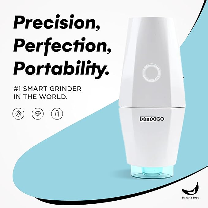 Banana Bros - OTTO GO Electric Smart Spice Grinder - Automatic Herb Grinder with Smart AI Technology - Rechargeable via USB - Portable Milling for Dry Herbs and Spices - White - No Carrying Case