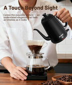 Gooseneck Electric Kettle, 1L Water Boiler, Pour Over Coffee & Tea, 1000W Fast Heating, Stainless Steel, Auto Shut-Off & Boil-Dry Protection, BPA-Free (Black)