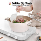 Aluminum Stock Pot with 7-Layered Ceramic Coating, Non-Stick Surface, Tempered Glass Lid, Dual Heat-Resistant Handles, PFOA, PFAS, Lead, Cadmium Free, All Cooktops 5.34L / 5.64Quarts