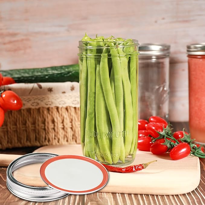 Mason Jars Wide Mouth 24oz, 6 pack Glass Pickle Canning Jars Food Storage With Airtight Mason Jar lids and Bands for Canning, Preserving, Fermenting, Pickling, DIY Projects
