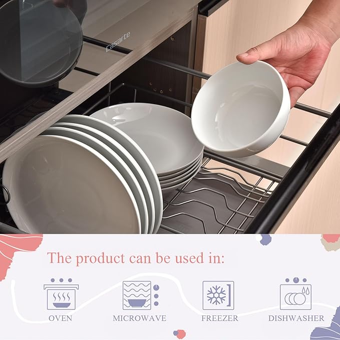 Miicol 6 Inch Ceramic Cereal Bowl, 20 oz White Small Bowls Set of 4, Tableware Suitable for Soup and Rice, Microwave and Dishwasher Safe