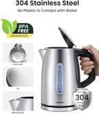 COMFEE' Stainless Steel Electric Kettle, Temperature Control with 6 Presets, 1-Hr Keep Warm, Kettle Water Boiler 1.7 Litres, 1500W with Viewing Window, Auto-Off and Boil-Dry Protection